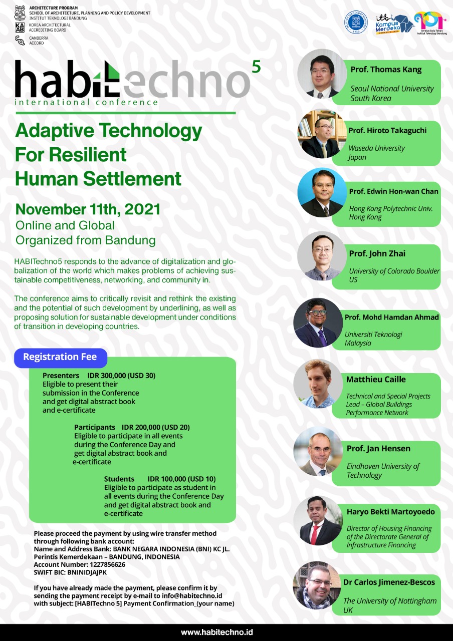 Habitechno 5th “Adaptive Technology for Resilient Human Settlement”