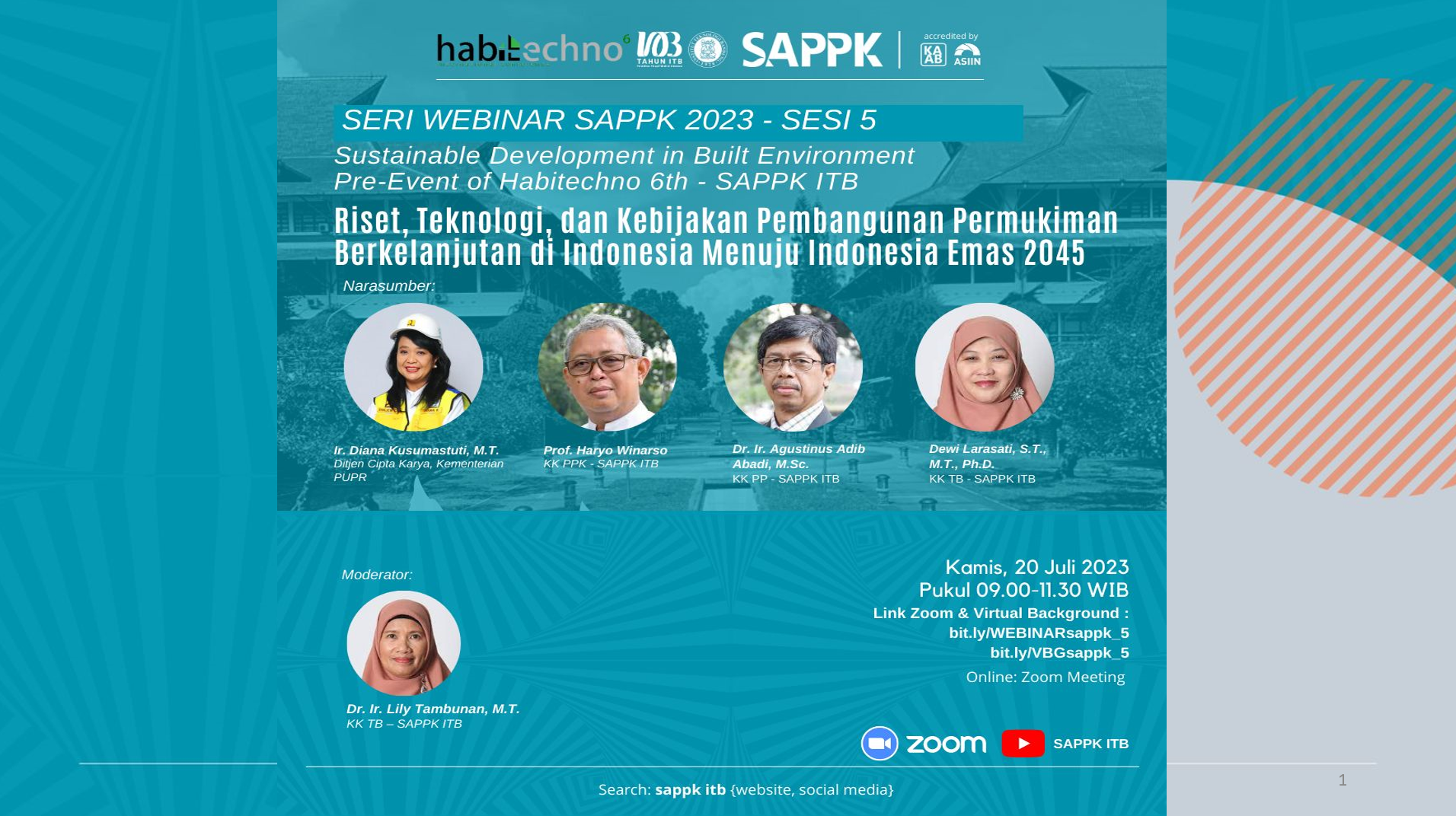 Webinar SAPPK 2023 #5 Sustainable Development in Built Environment: Riset, Teknologi, dan Kebijakan Pembangunan Permukiman Berkelanjutan di Indonesia Menuju Indonesia Emas 2045